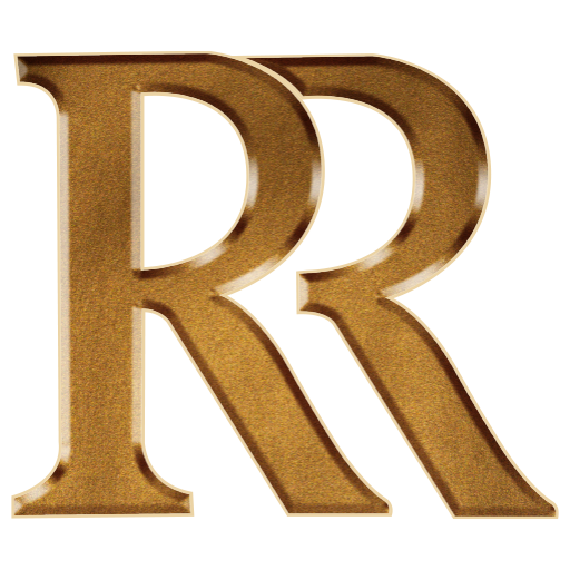 Rich Results Coaching Logo. Two gold-colored capital