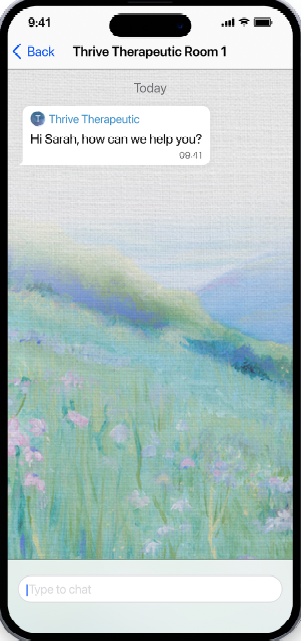 Mobile phone screen with a chat conversation. The screen displays a message: