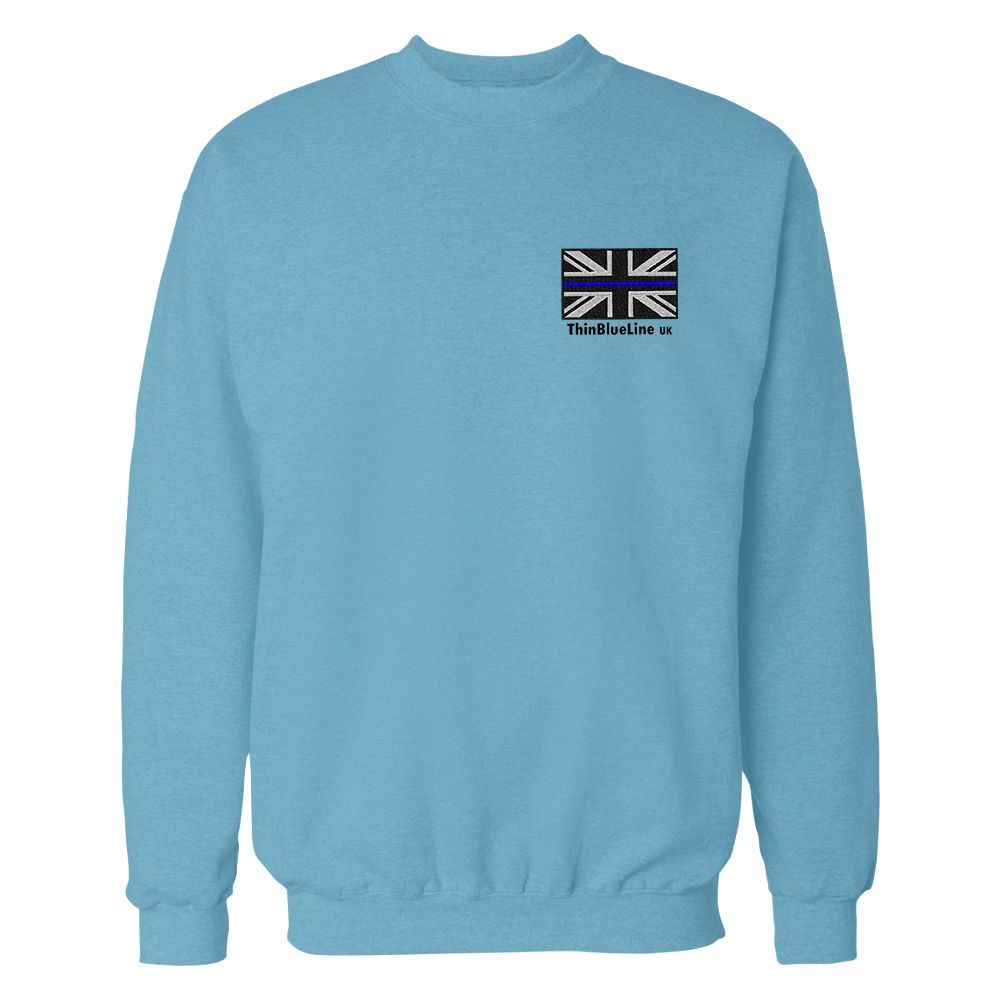 Blue thin blue line sweatshirt with logo on chest