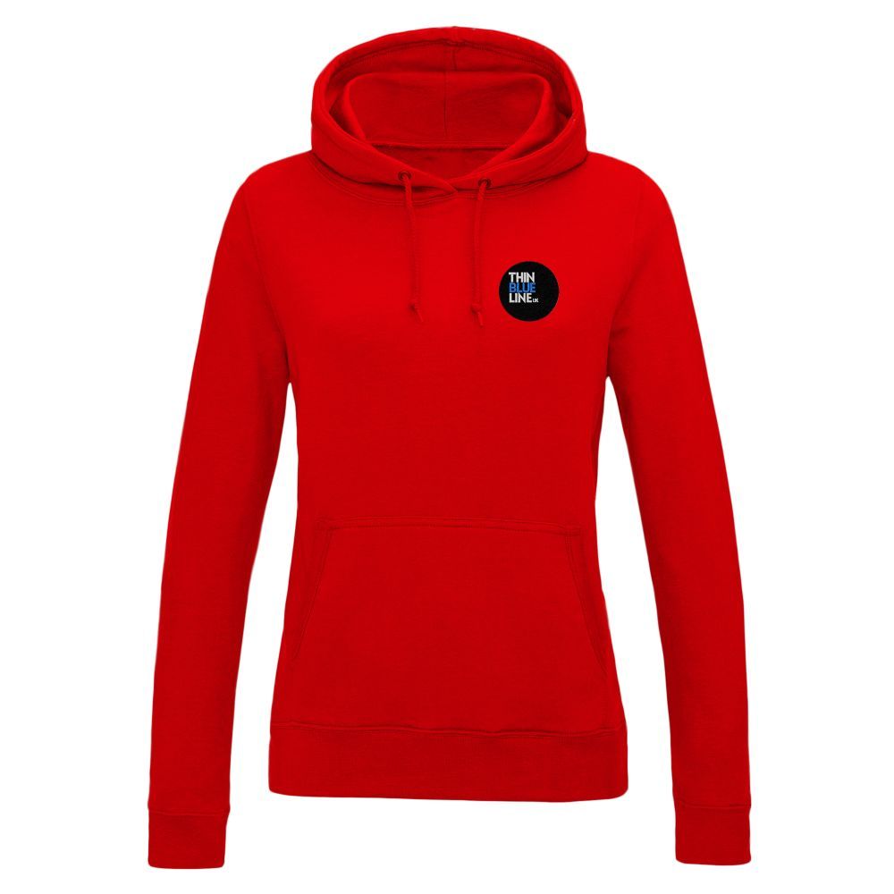 Dark green hoodie with a small, circular logo on the chest.