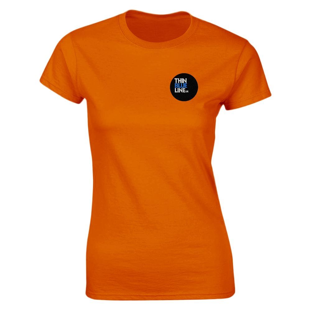 Orange thin blue line t-shirt with logo on chest