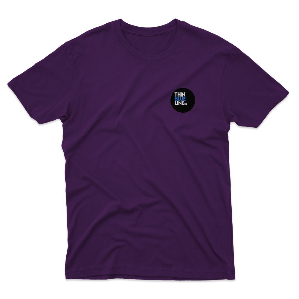Purple thin blue line t-shirt with logo on chest
