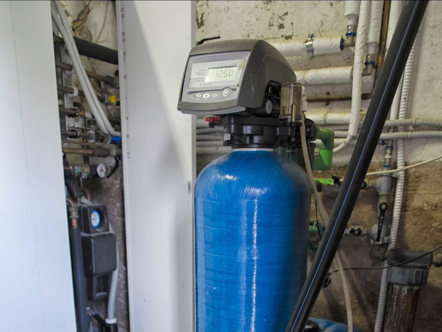 Close-up of water softener installed in Horsham.