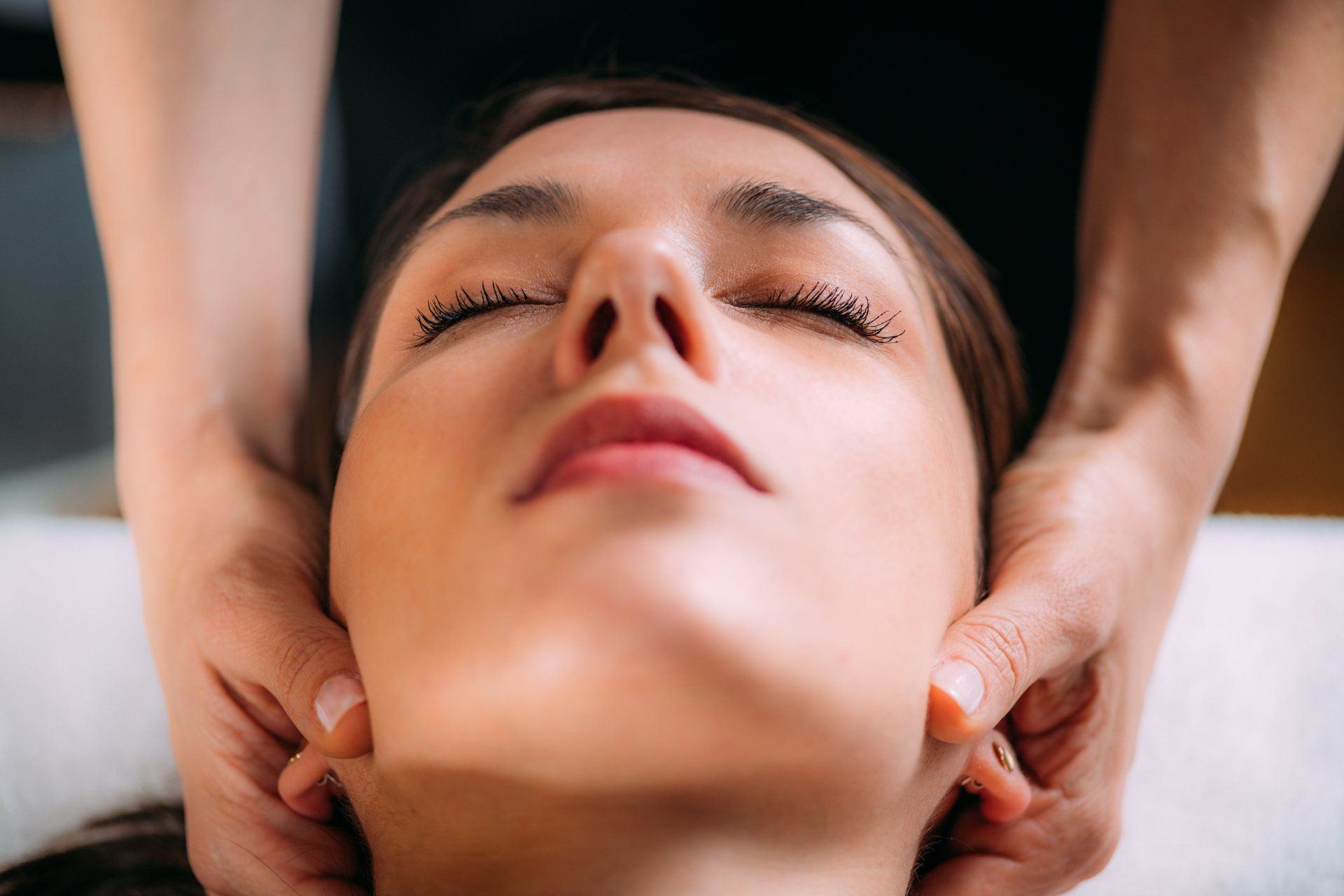 woman getting a head massage