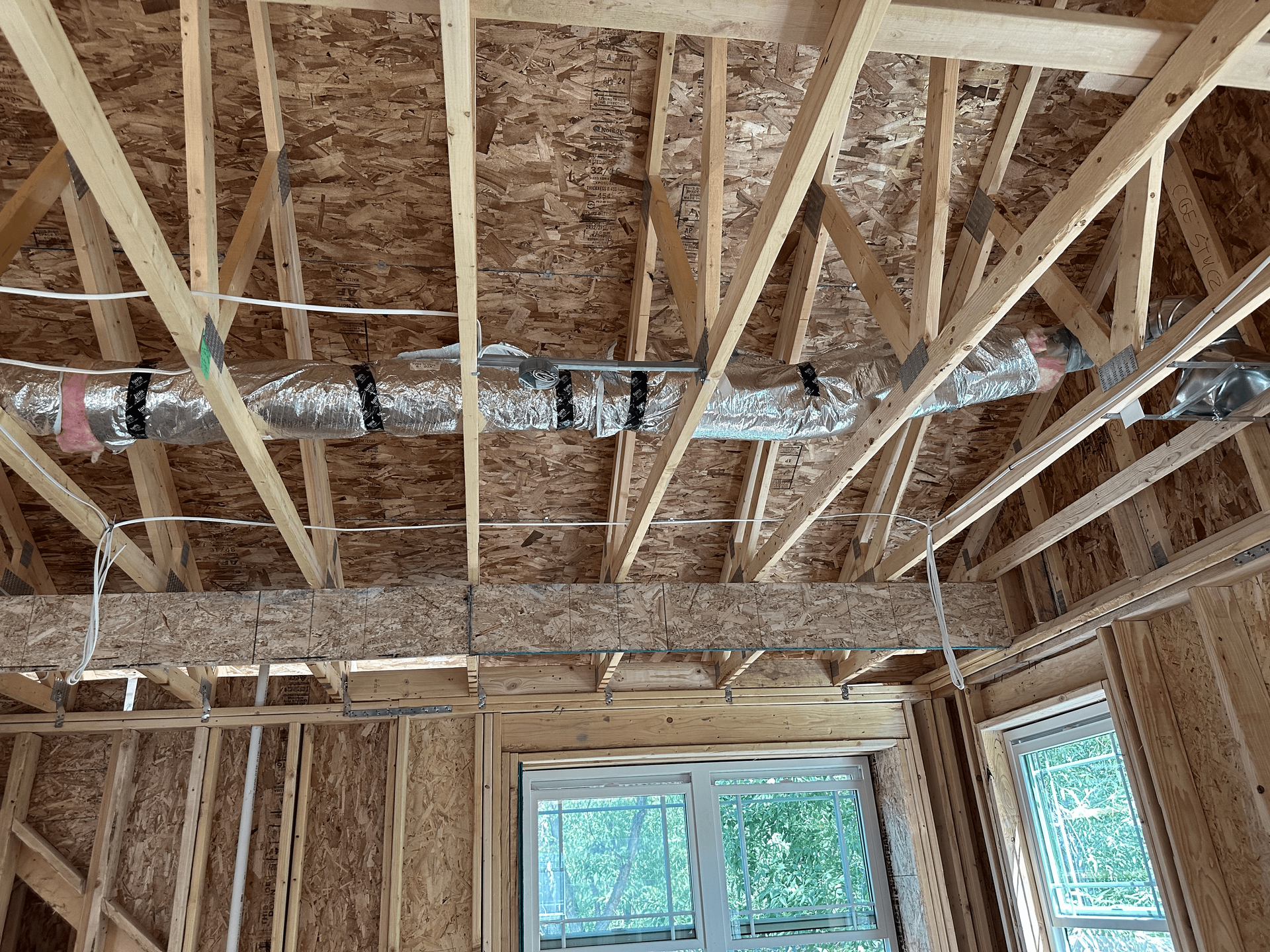 House Under Construction with a Lot of Wooden Beams — Broomfield, CO — Anytime Heating and Cooling LLC