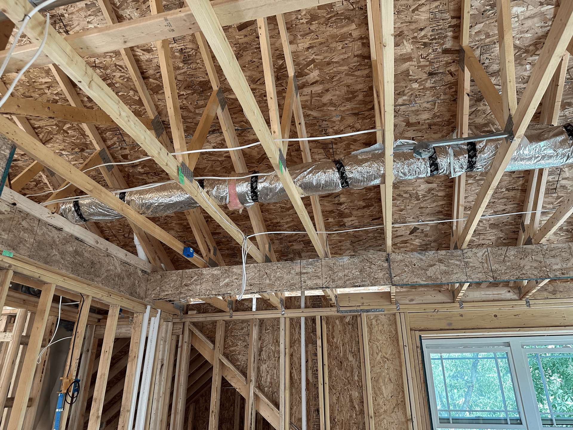 Room Under Construction with Wooden Beams — Broomfield, CO — Anytime Heating and Cooling LLC