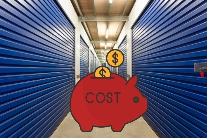 Storage units with a piggybank that says 'cost'