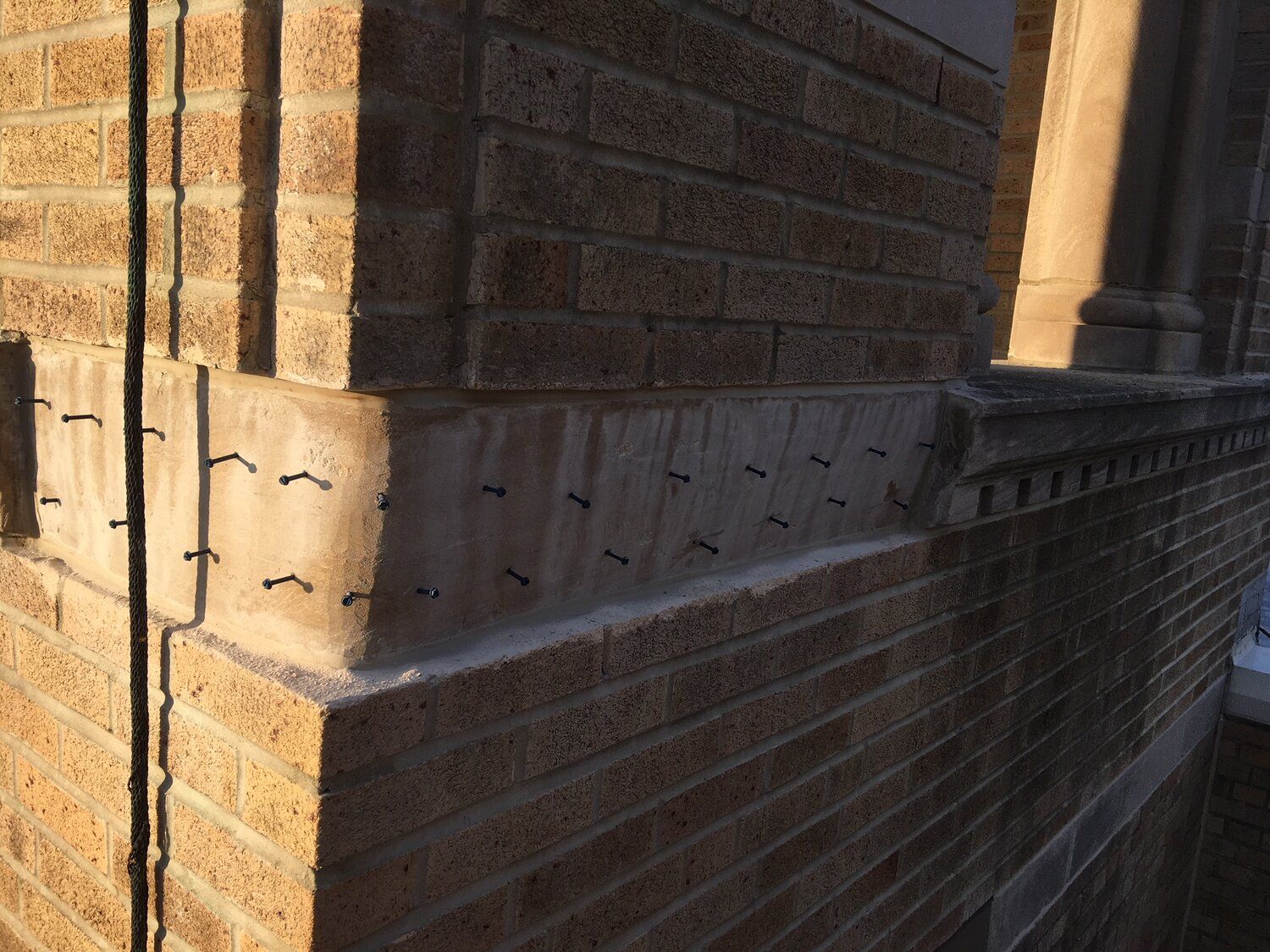 St Sebastian in Akron Ohio anchor supports for restoration are in place