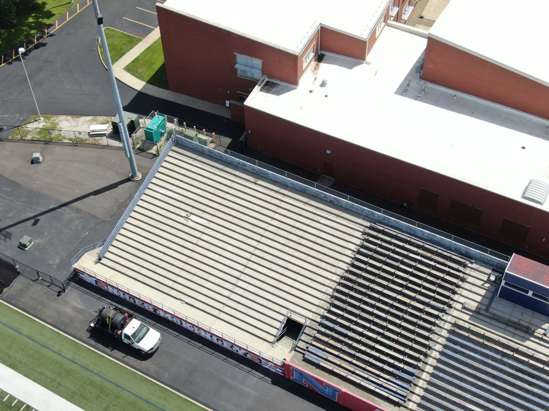 Image of Bo-Rein Stadium drying off from a cleaning and restorations