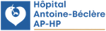 Logo de l'Hôpital Antoine-Béclère en bleu et blanc, avec un cœur et un oiseau.