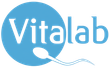 Logo Vitalic : Cercle bleu avec texte blanc, « Vitalic », et une icône de spermatozoïde.
