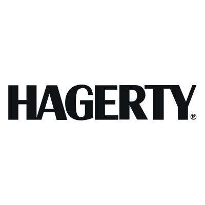 The hagerty logo is black and white on a white background.