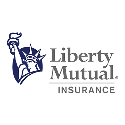 The logo for liberty mutual insurance shows the statue of liberty holding a torch.