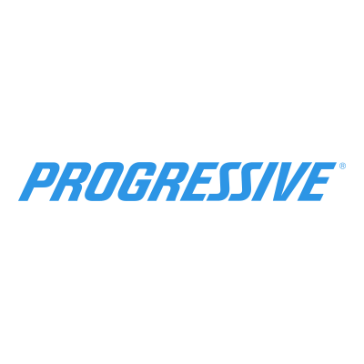 The logo for progressive is blue and white on a white background.