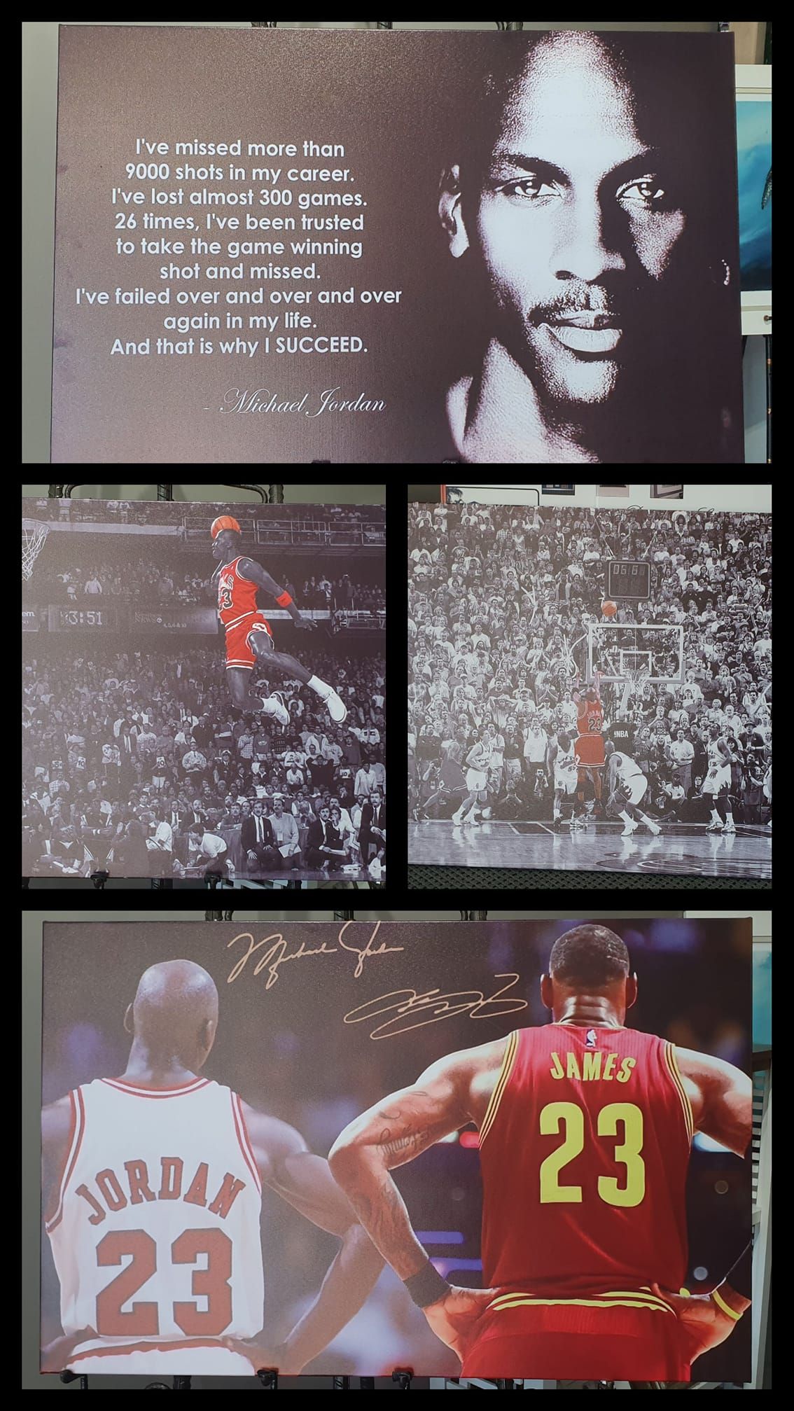 Michael Jordan Photos With a Quote and Photo of Jordan With Lebron — Tropical North Framing Gallery Cairns in Cairns, QLD