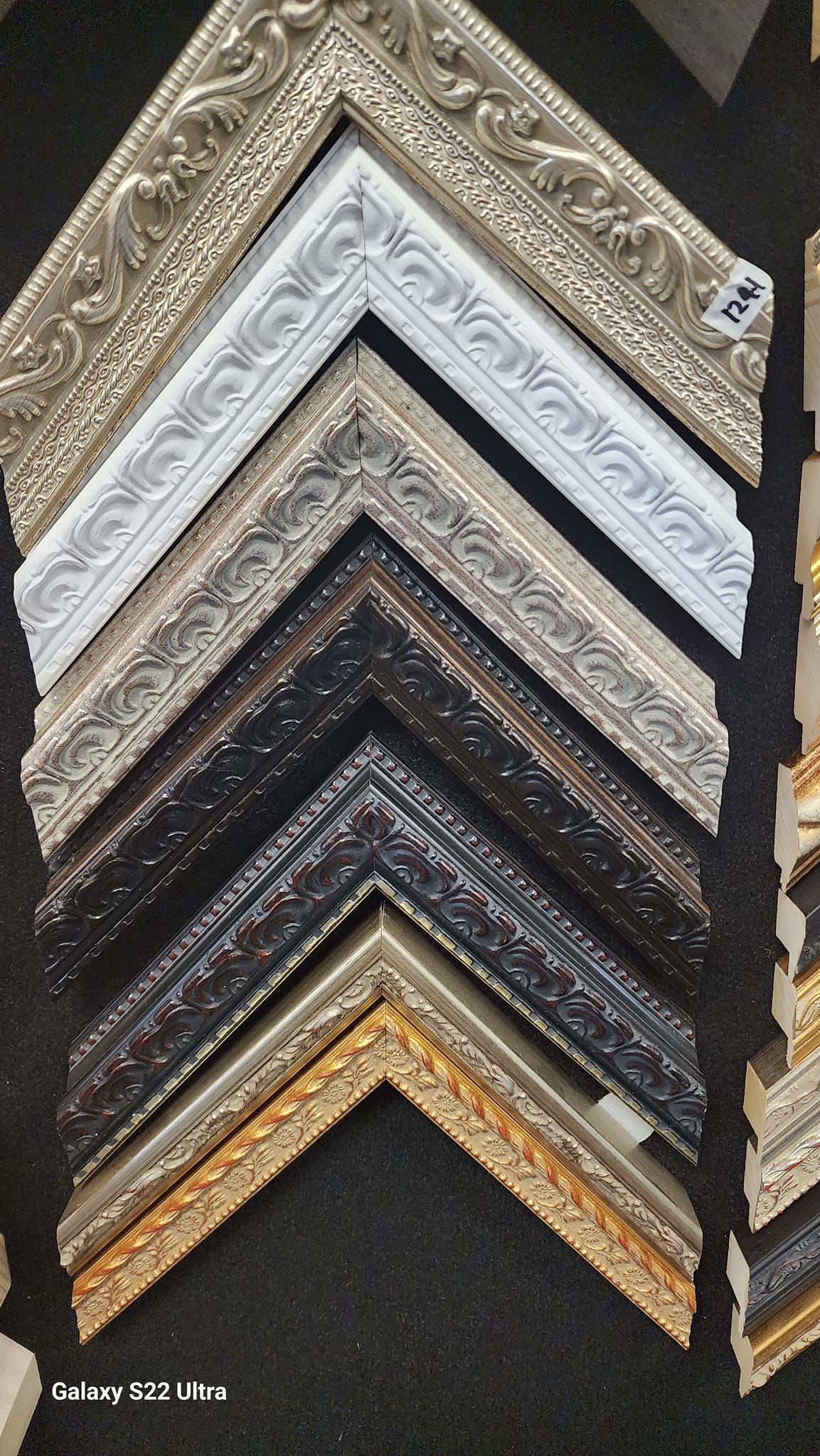 Various Ornate Picture Frame Corner Samples in Different Colours — Tropical North Framing Gallery Cairns in Cairns, QLD