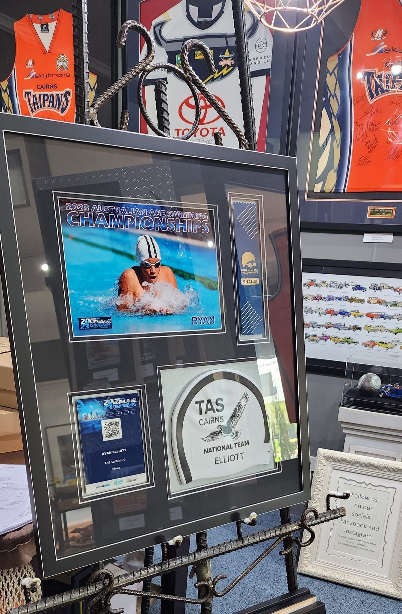 Framed Sports Memorabilia Display — Tropical North Framing Gallery Cairns in Cairns, QLD