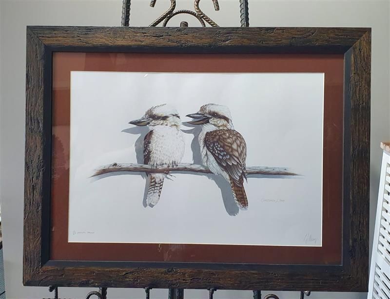 Two Kookaburras Perched on a Branch, Facing Each Other — Tropical North Framing Gallery Cairns in Cairns, QLD