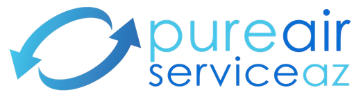A logo for pure air serviceaz with a blue arrow