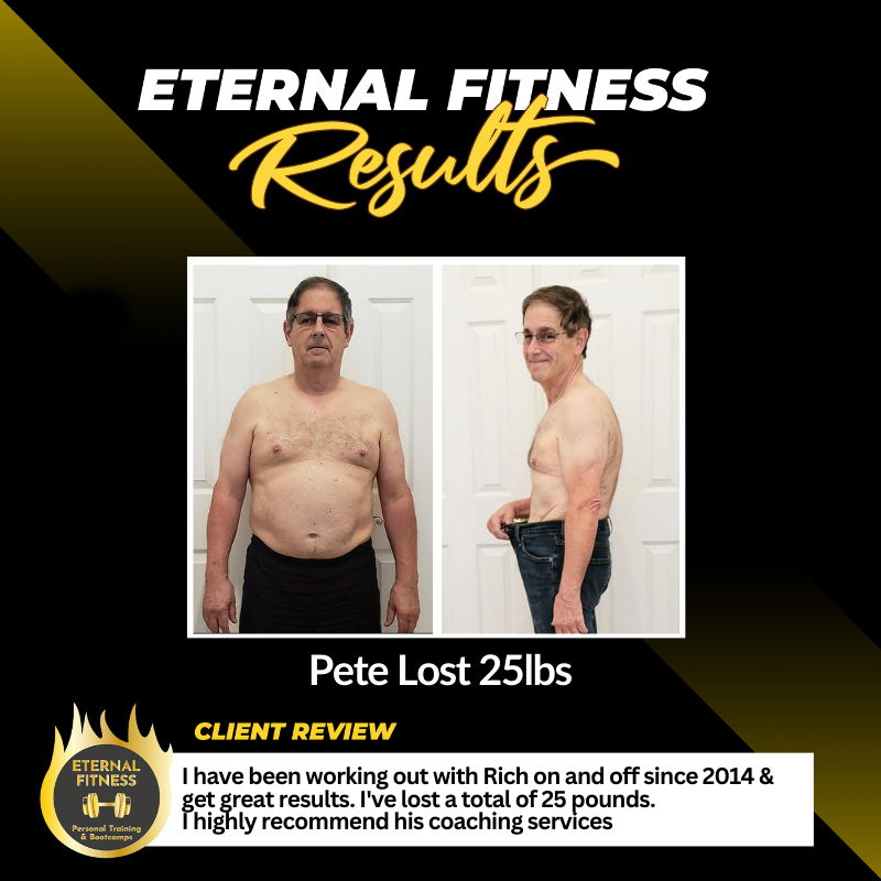 A picture of a man before and after losing 25 lbs