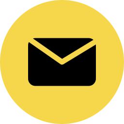 A black envelope icon in a yellow circle.