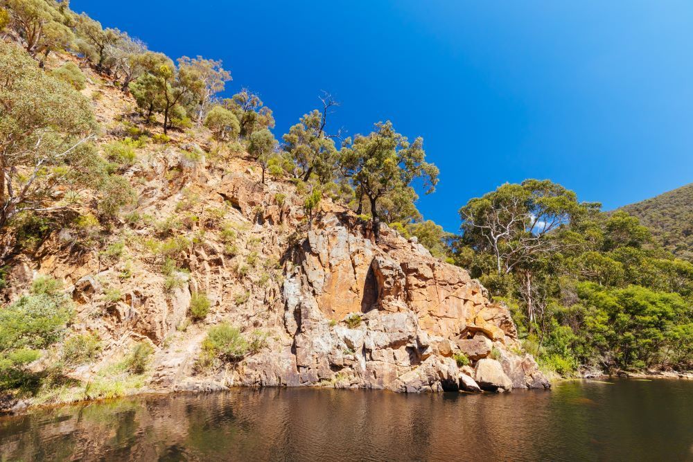 A Lake Surrounded by Trees and Rocks in the Middle of a Forest — Bellarine Removals In Bacchus Marsh, VIC