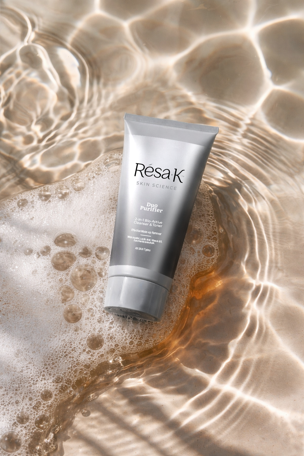 A tube of biodermal is sitting on a marble surface