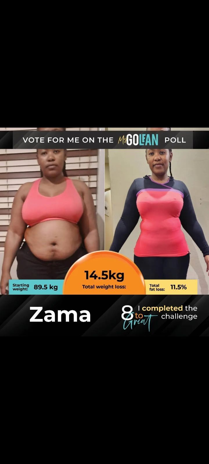 A woman is shown before and after losing weight.