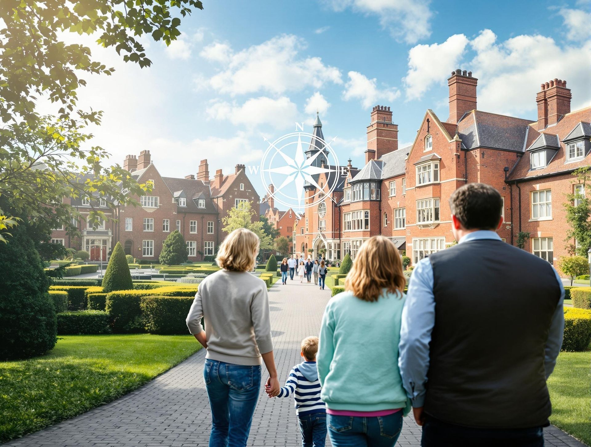 Family arriving at boarding school