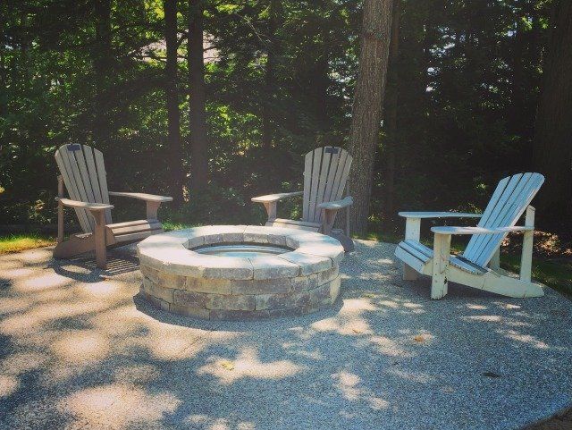 wood fire pit with seating