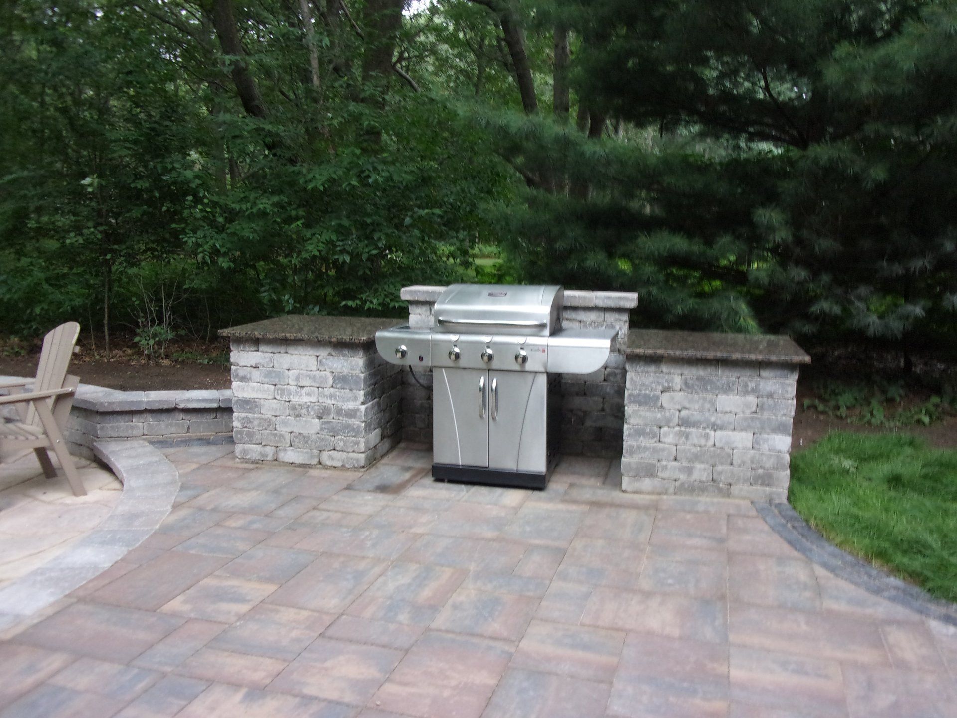 stone patio with grill