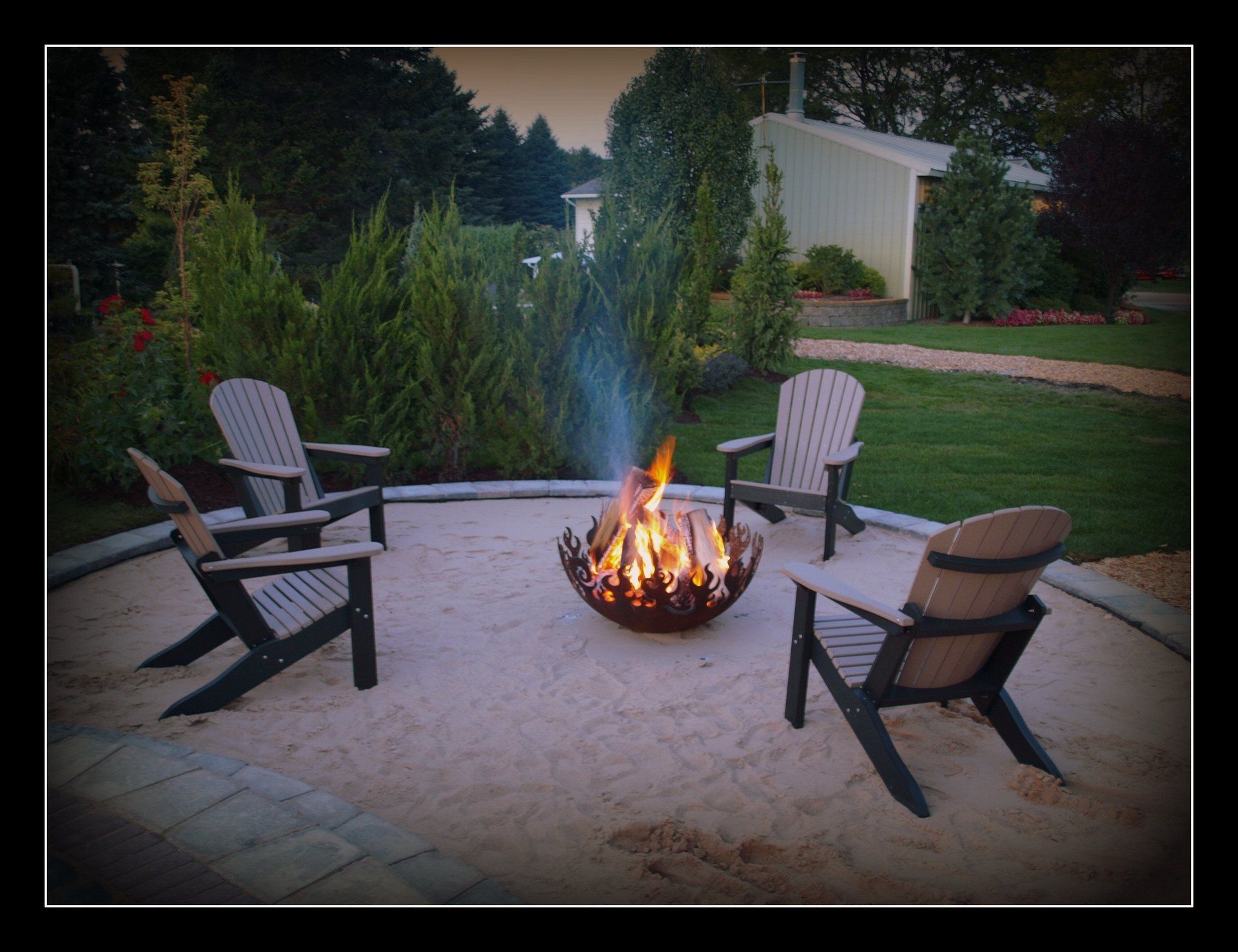 fire pit on patio