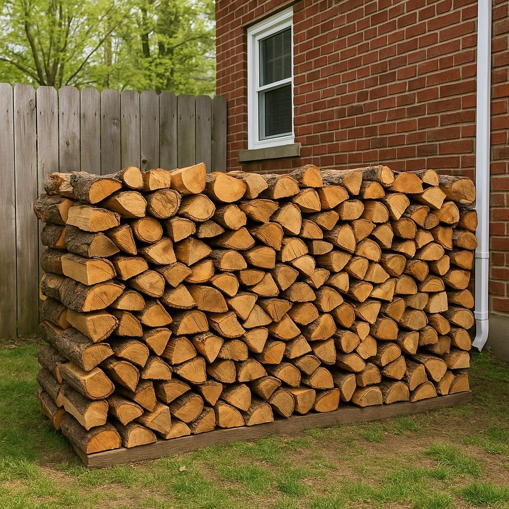 Wood stacking service in Manchester New Hampshire backyard