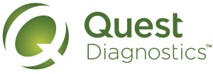 The quest diagnostics logo is green and white