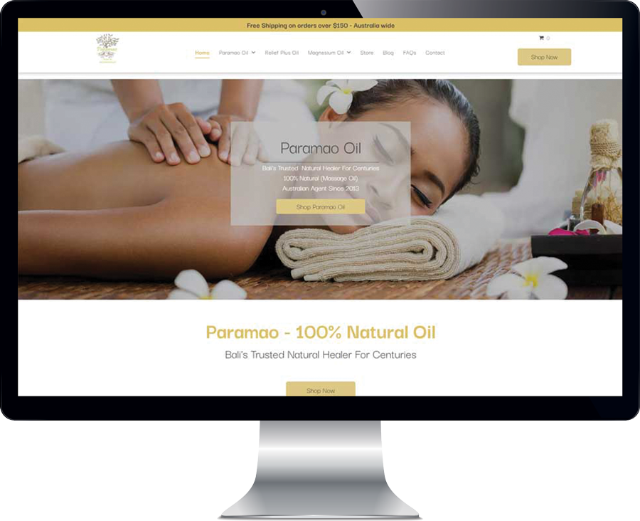 Paramao Root Oil eCommerce store by Geek Queen