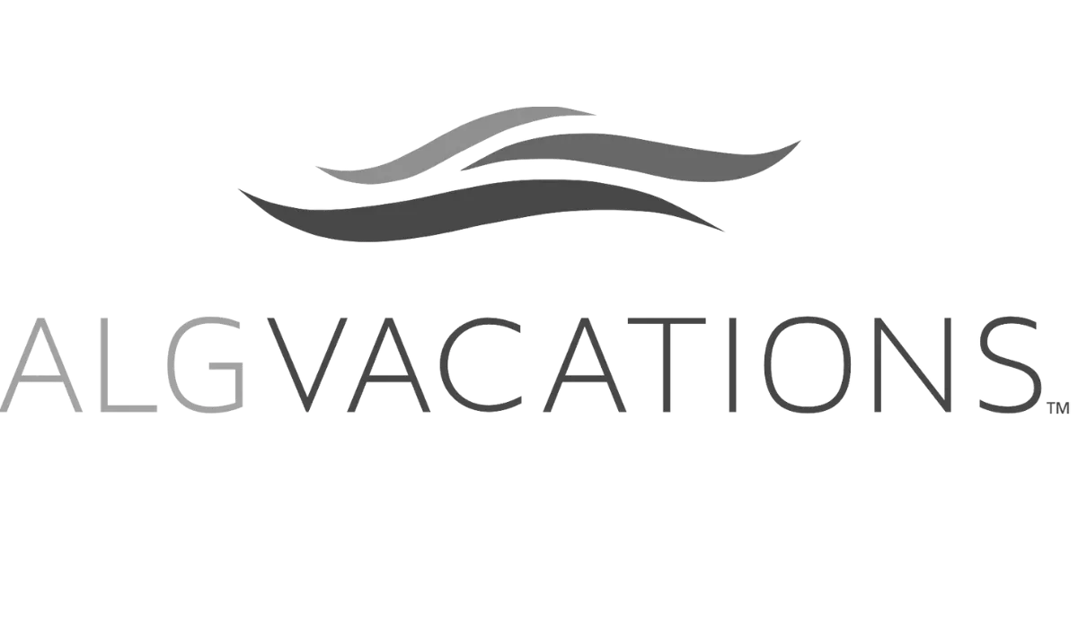 ALG Vacations logo: gray stylized waves above gray text.
