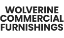 The logo for wolverine commercial furnishings is black and white.