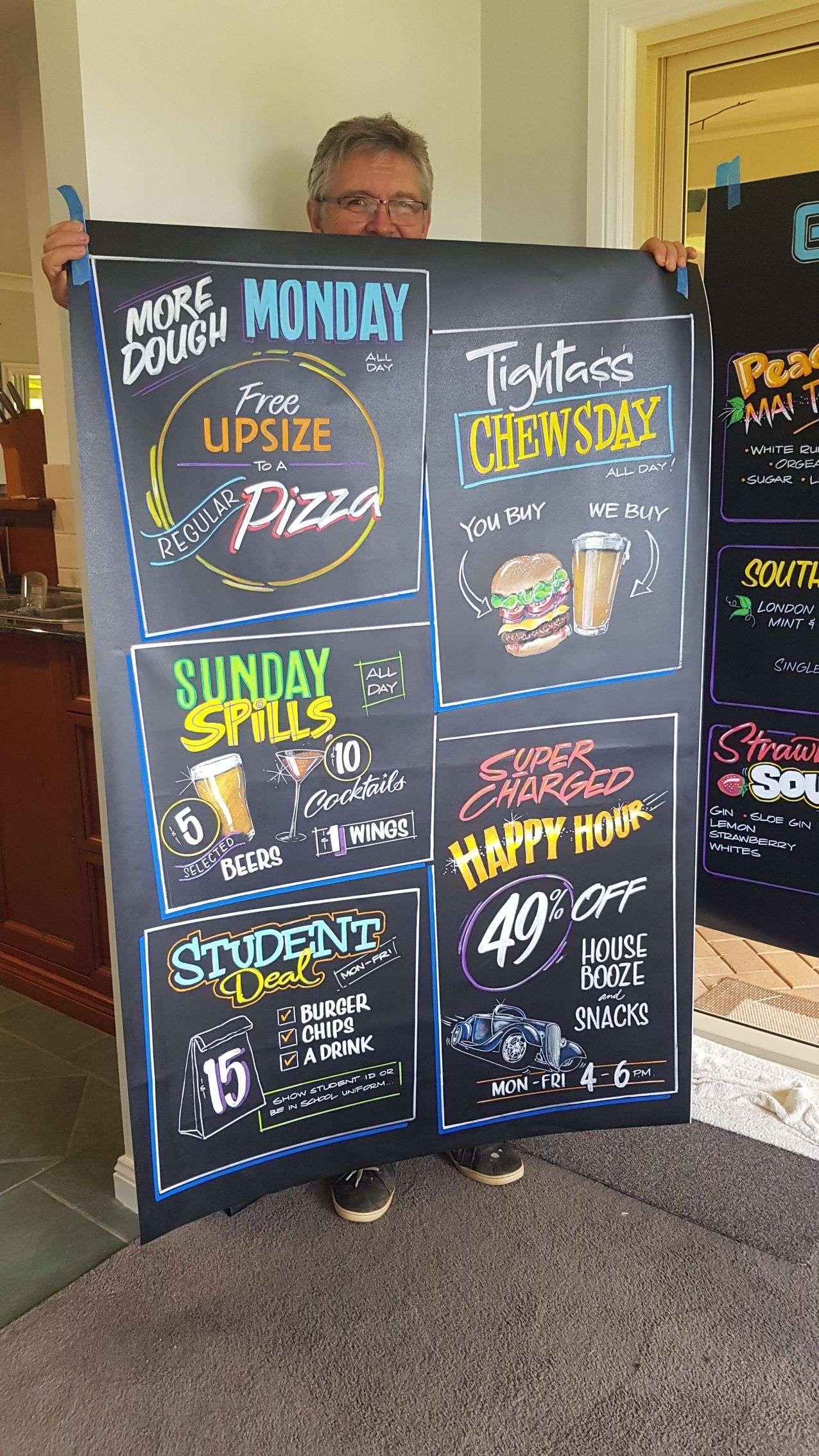 A blackboard with the words be creative written on it