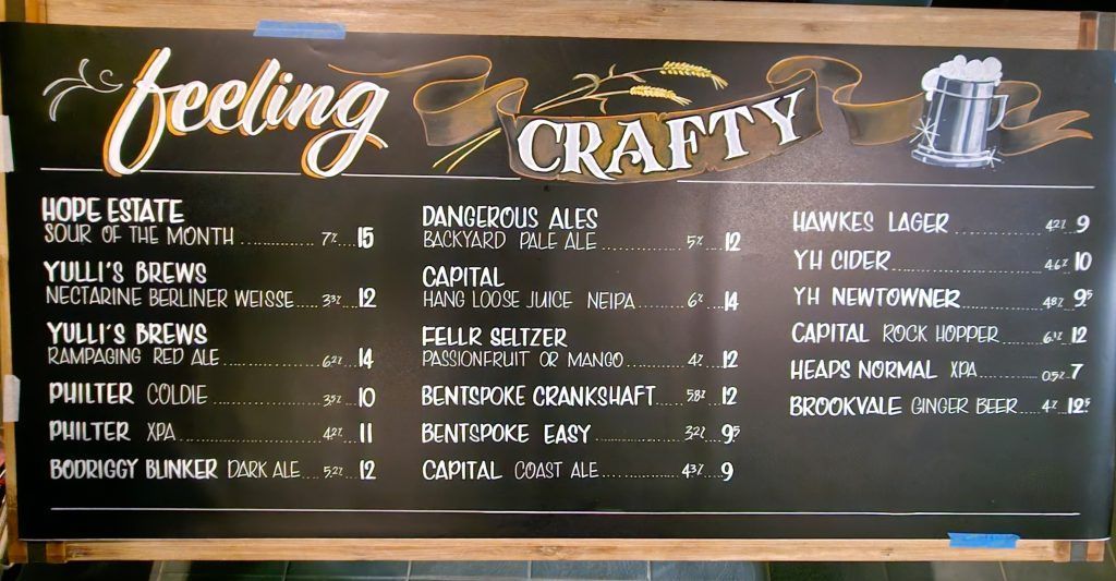 A chalkboard with the words feeling crafty written on it