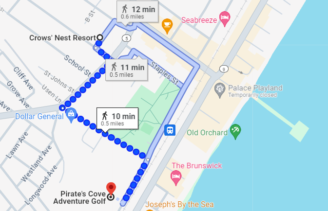  12 Minute Walk to Pirates Island Miniature Golf | Old Orchard Beach, ME | Crows' Nest