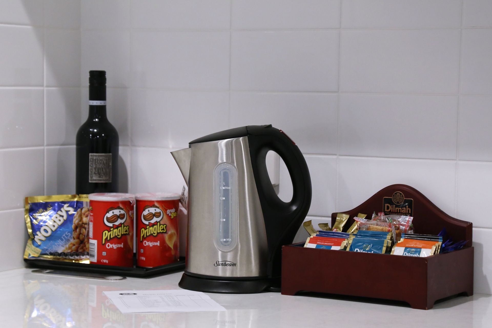 hotel room accomodation with complementary snacks