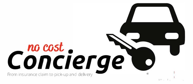 A logo for no cost concierge with a car and a key