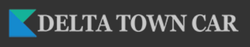 Logo for Delta Town Car. It features a blue and teal arrow shape followed by 