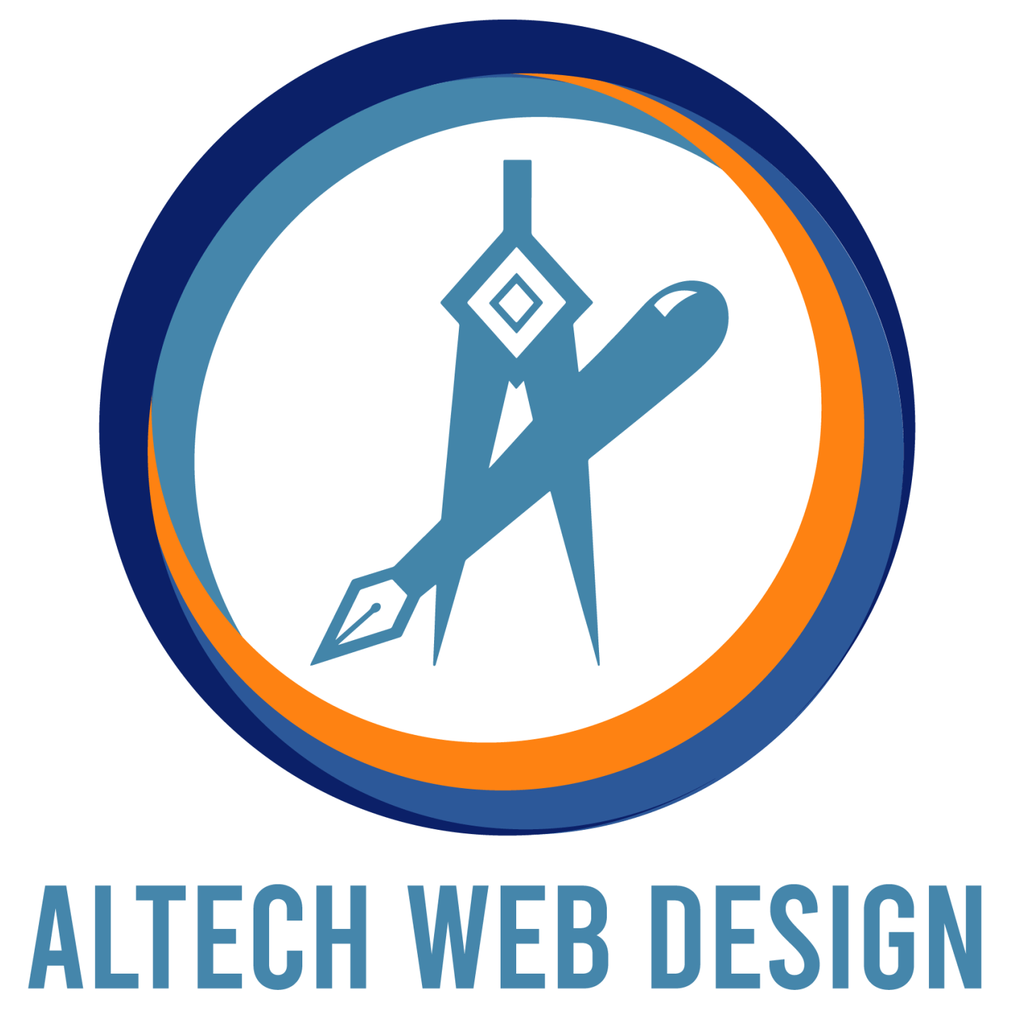 Un logotipo azul y naranja para el diseño web altech.