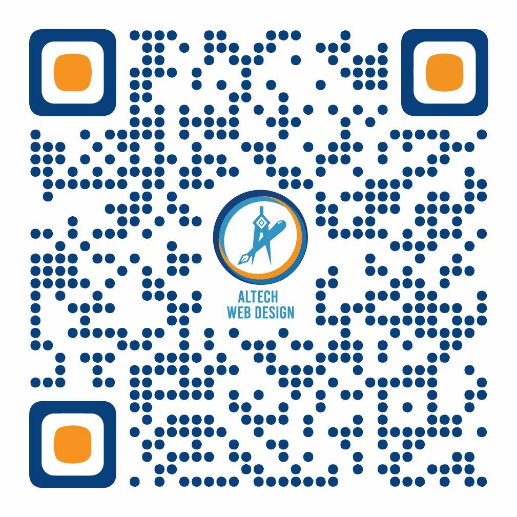 Un código qr azul y naranja para el diseño web altech