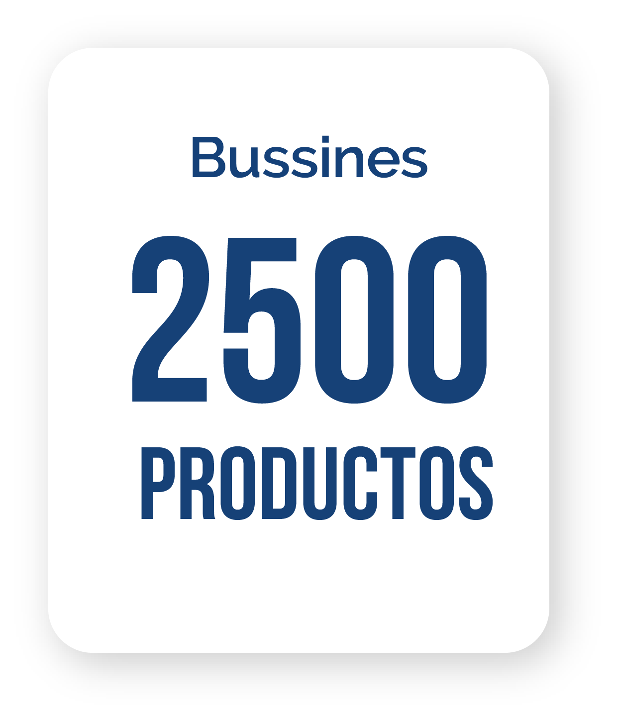 Un cartel azul y blanco que dice bussines 2500 productos.