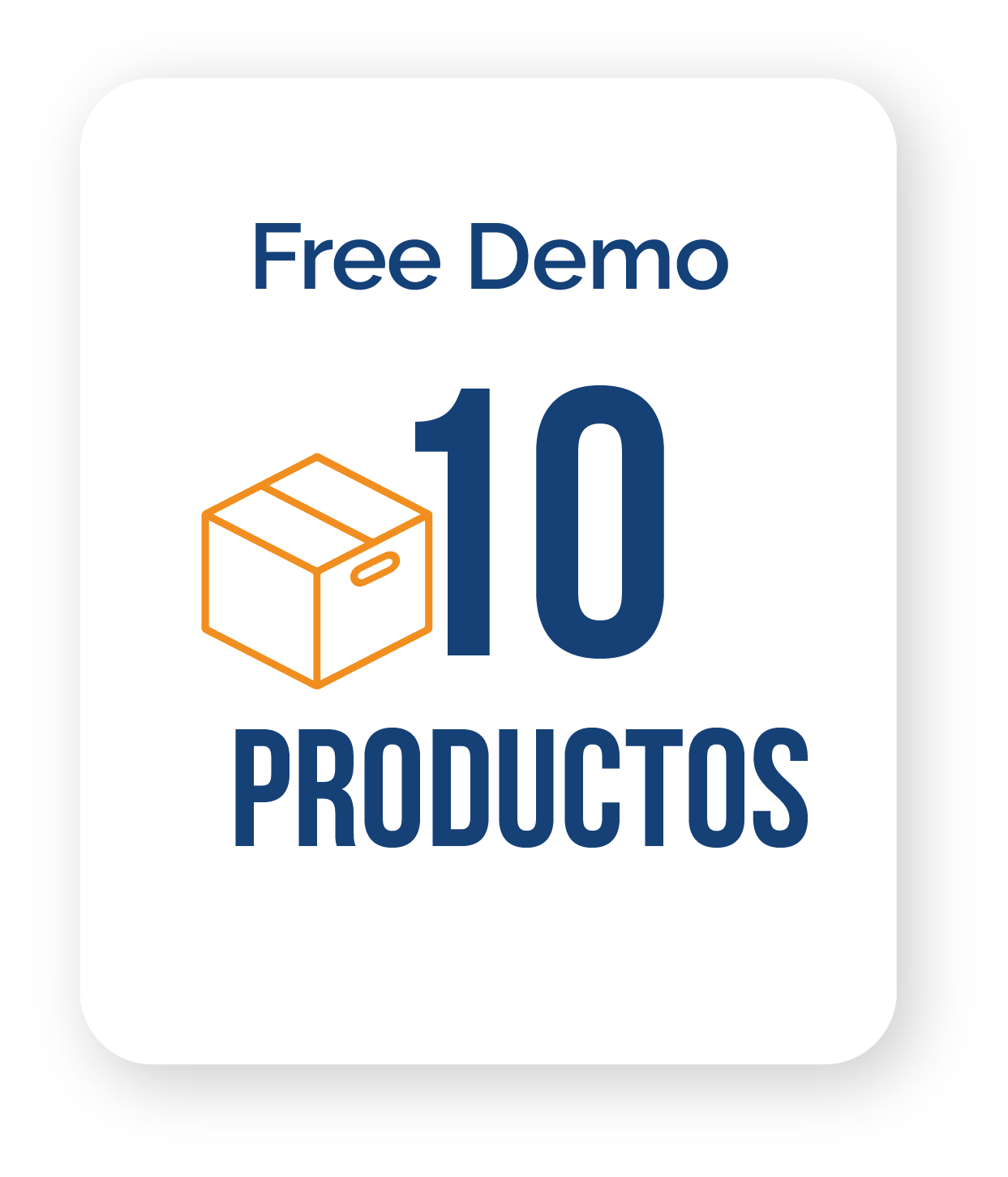 Una pegatina que dice demostración gratuita de 10 productos con una caja.