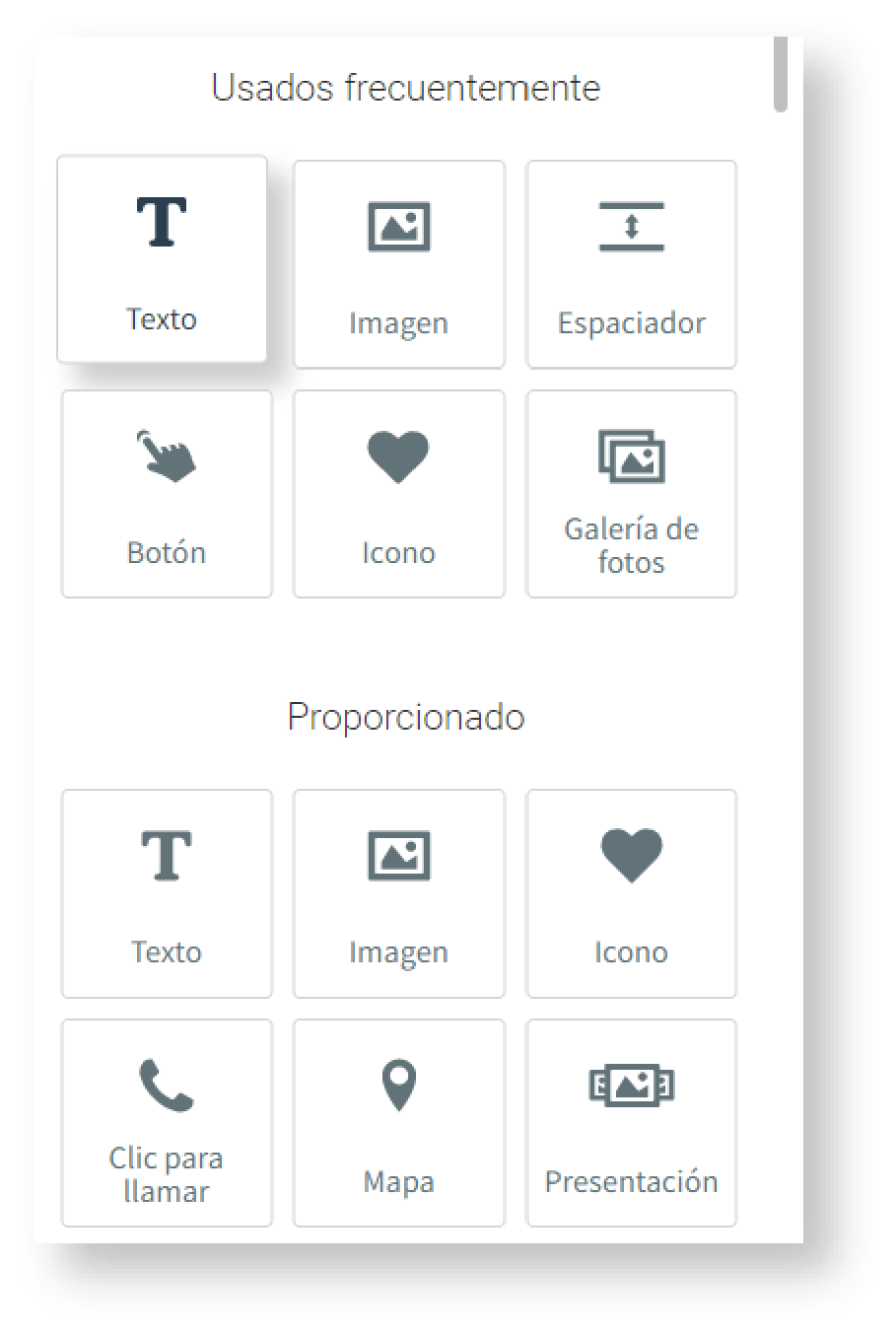 Una captura de pantalla de un sitio web con muchos íconos.