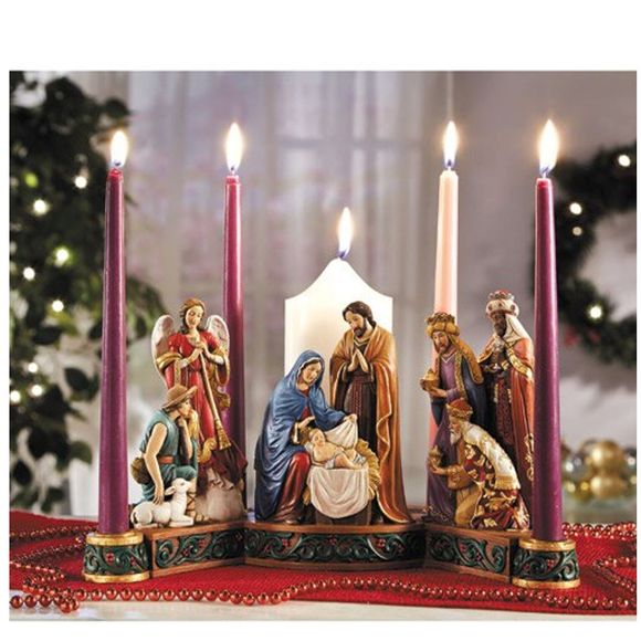 nativity with candles