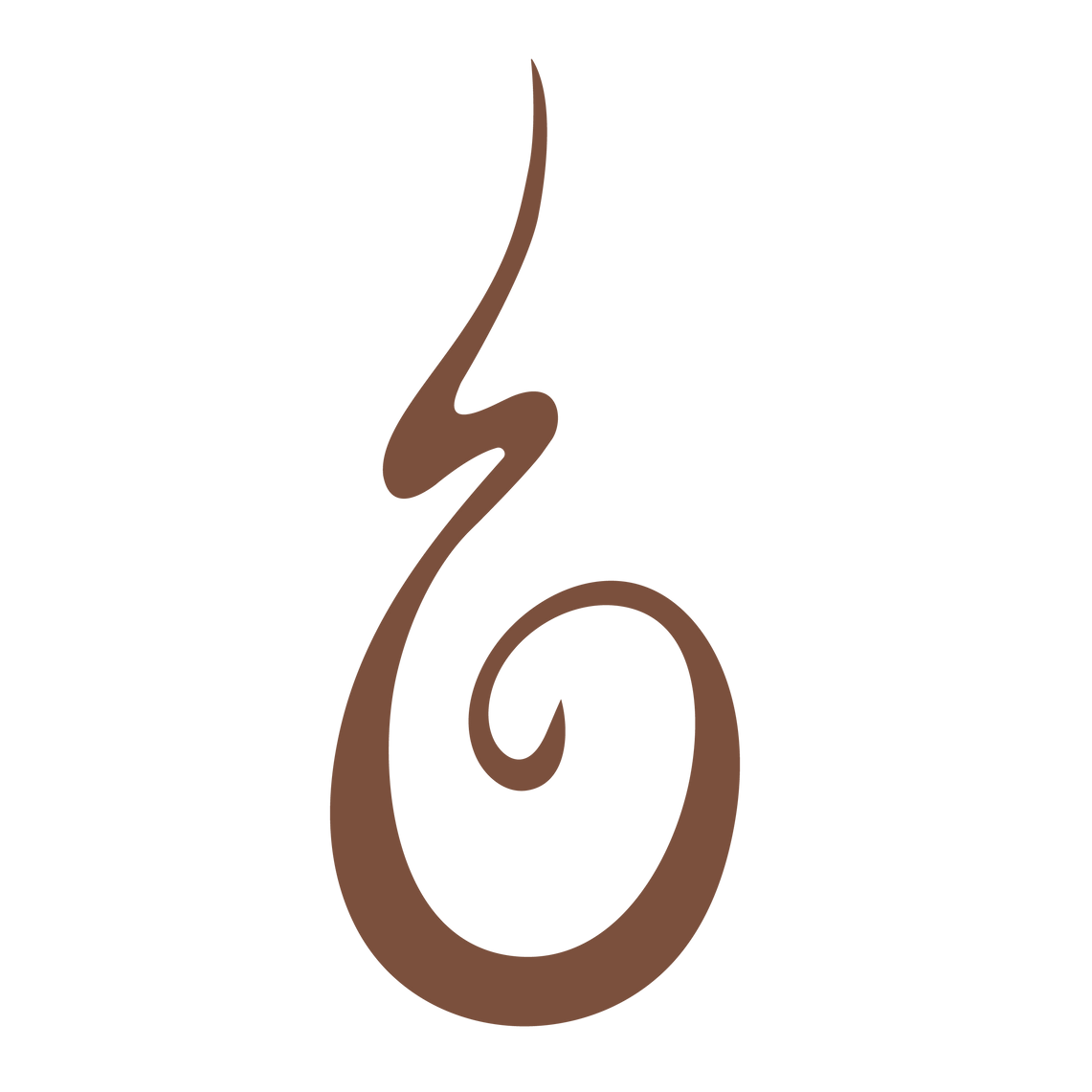 A brown swirl is on a white background.